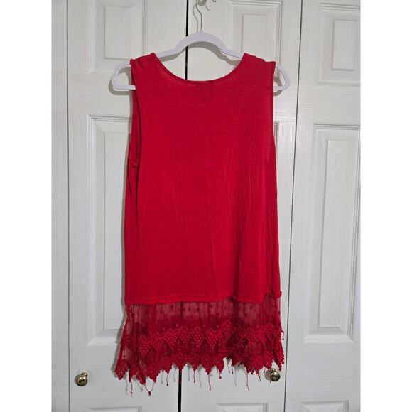 Anthony Richards large women's red top with lace underlay - Picture 4 of 8